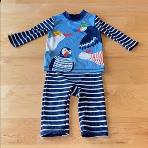 Mini Boden Boys Swim Set in 5-6 years Puffins with Striped Shorts